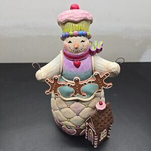 Jim Shore TASTY TRADITIONS Snowman Chef Gingerbread House Heartwood #4034371